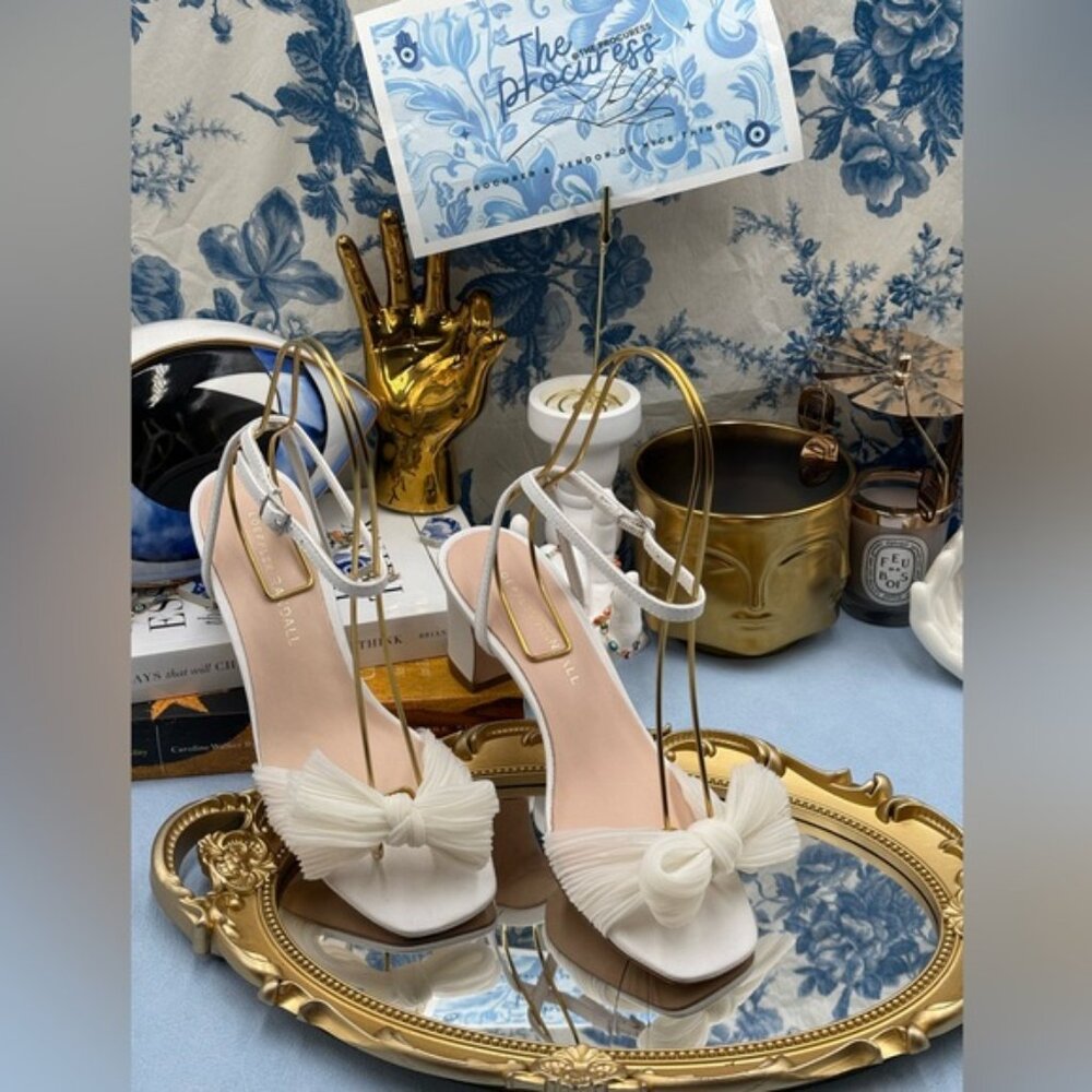 🆕 LOEFFLER RANDALL 🧿 NWOT Kimora White Pleated Bow Heel, Sz 6 - Picture 2 of 16